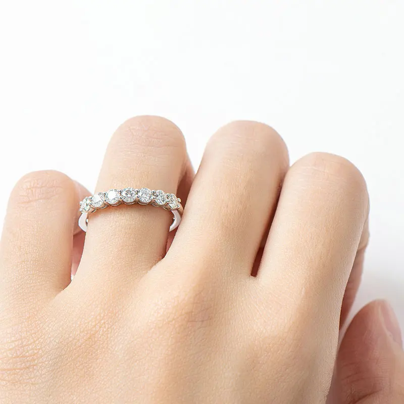 KNOBSPIN 3mm D Color Moissanite Ring s925 Sterling Sliver Plated 18k White Gold Eternity Band Wedding Engagement Rings For Women