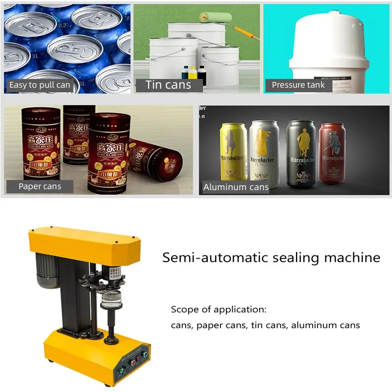 حار بيع شبه التلقائي آلة ختم علب البوب آلة ختم يمكن السدادة