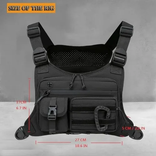 Imagen 2 del producto Bolsa de pecho táctica para exteriores, chaleco para hombre EDCA, paquete de pecho antirrobo para bolsas de ciclismo, bolsa de pecho frontal para correr, bolsa de chaleco deportivo