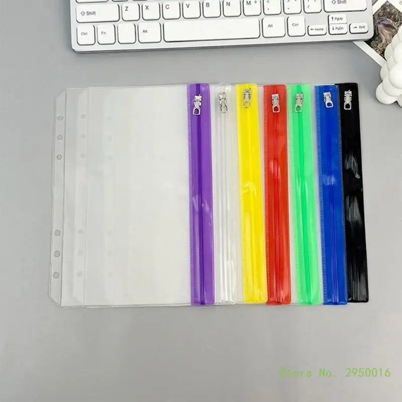 10 Pcs Budget Binder Pockets 6 Holes Budget Cash Envelopes Waterproof PVC Pouches Multipurpose Document Folders for Cash