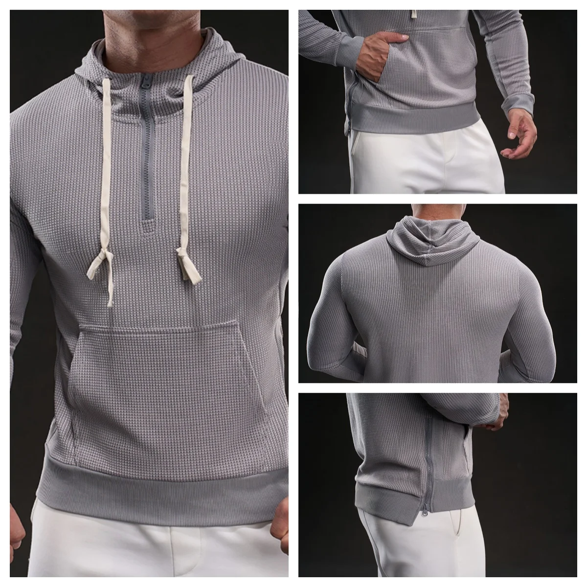 

T-shirt Versatile Outdoor Solid Fitness Breathable Quick-drying Run Spring Summer Fashion Trend Men's Long-sleeve Hooded Sports