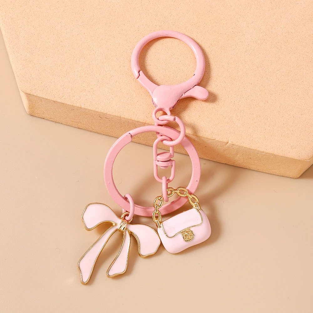Aihua Niedliche Handtaschen-Schleifen-Schlüsselanhänger, Süße High-Heels-Schuhe, Nagellack, Lippenstift Schlüsselanhänger, Autoschlüsselanhänger für Damen und Herren, Schmuck – Detail 7