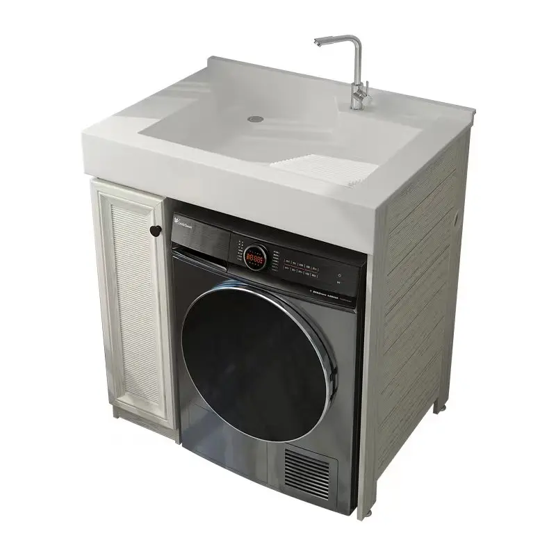 Space aluminum small apartment washing machine cabinet drum washing machine significant other integrated machine basin balcony