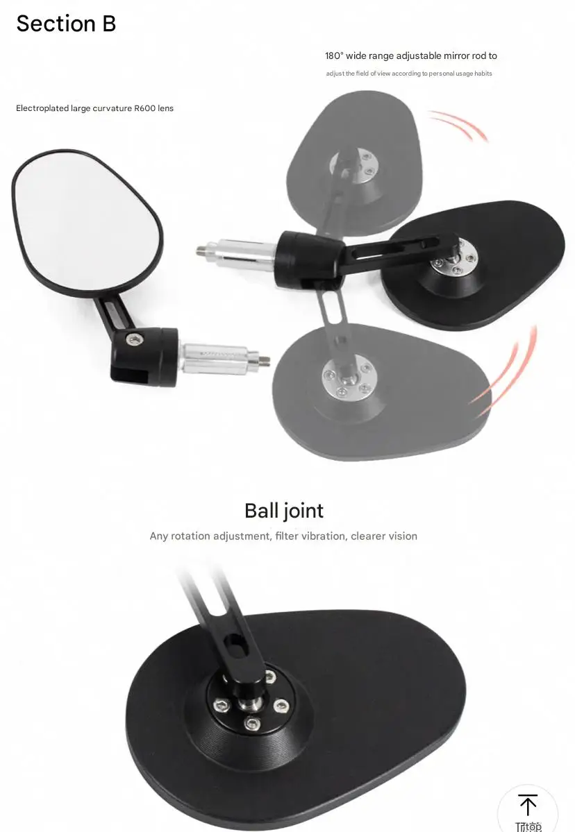 For Benda Napoleon 450 Motorcycle Foldable Reversible Oval Handle Mirror Anti-glare Clear Vision Mod Fittings