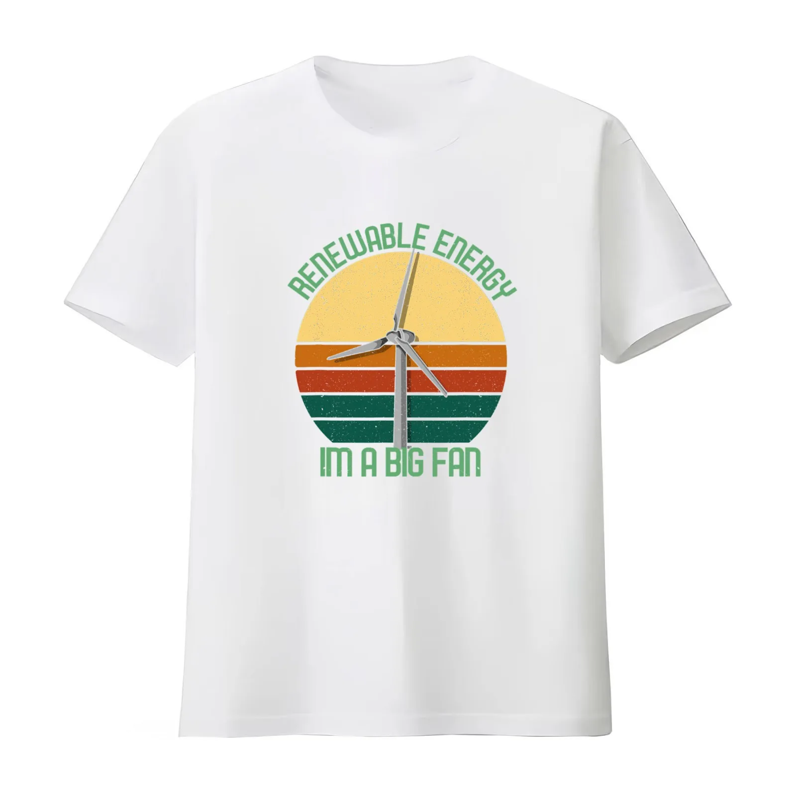 Vintage Earth Day Renewable Energy I'm A Big Fan Gift T-Shirt Summer Casual Cotton Tee Oversized Streetwear Tops 100% Cotton
