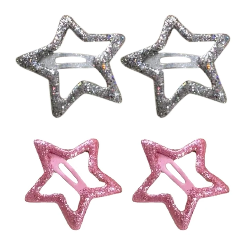 Ins-style Girls Hairclip Five-point Star Hairpins Blingbling Clip Hair Barrettes 2PCS Hair Clips Pet Hair Dropship