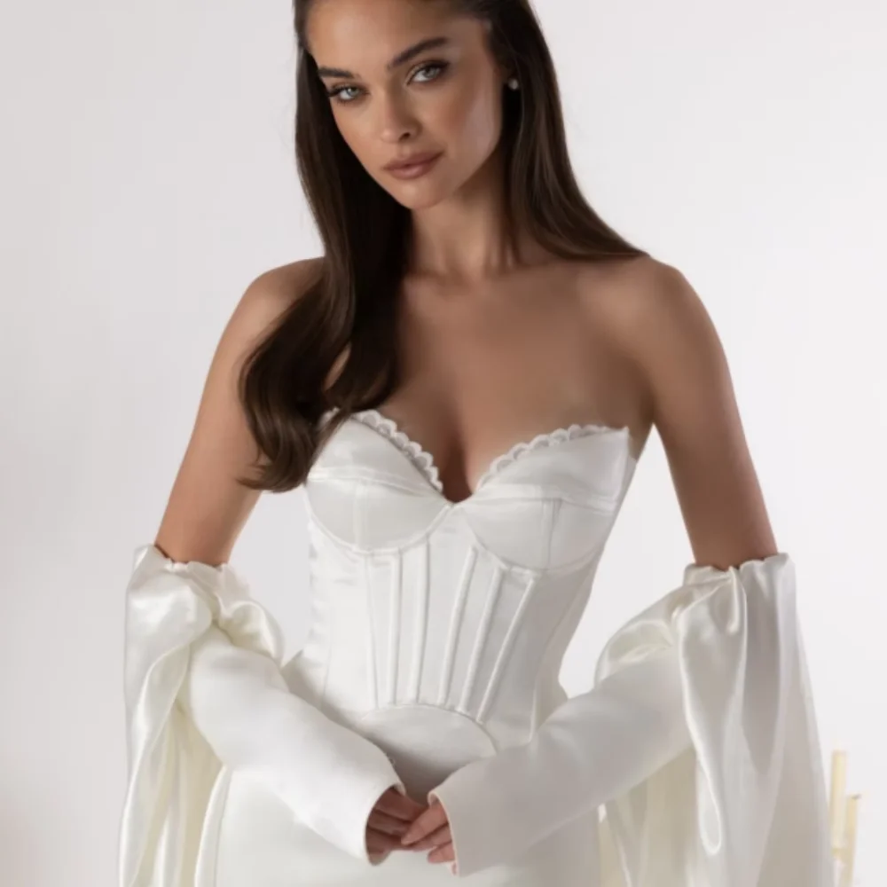 カスタマイズされたエレガントなウェディングドレス、スイートハートネック、マーメイドブライダルガウン、床丈のブライドドレス、シンプルなベスティド・デ・ノビア