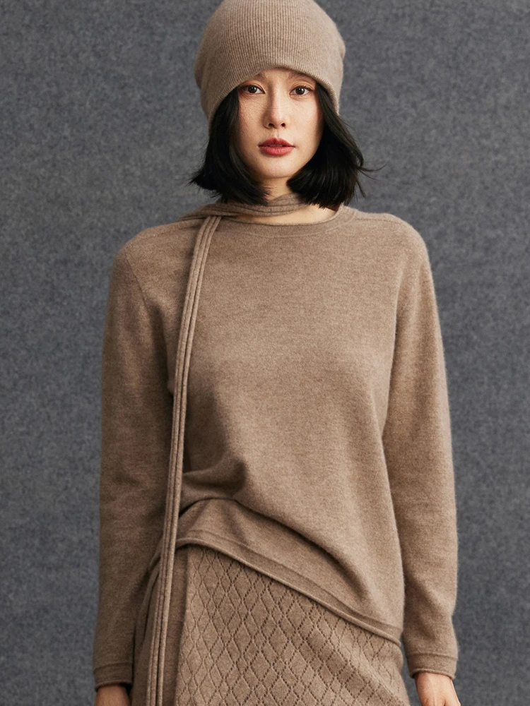 

Женский свитер TLOML из 100% кашемира с круглым вырезом, длинным рукавом, пуловер, весна-осень, базовый, мягкий, теплый, повседневный, кашемировый трикотаж, шикарные топы