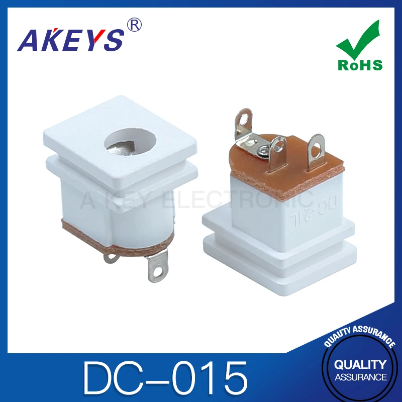 10 قطعة DC-015 القطر الخارجي 6.4 مقبس طاقة عمودي تيار مستمر 3 دبوس واجهة مربعة مقبس أنثى أبيض جميع النحاس