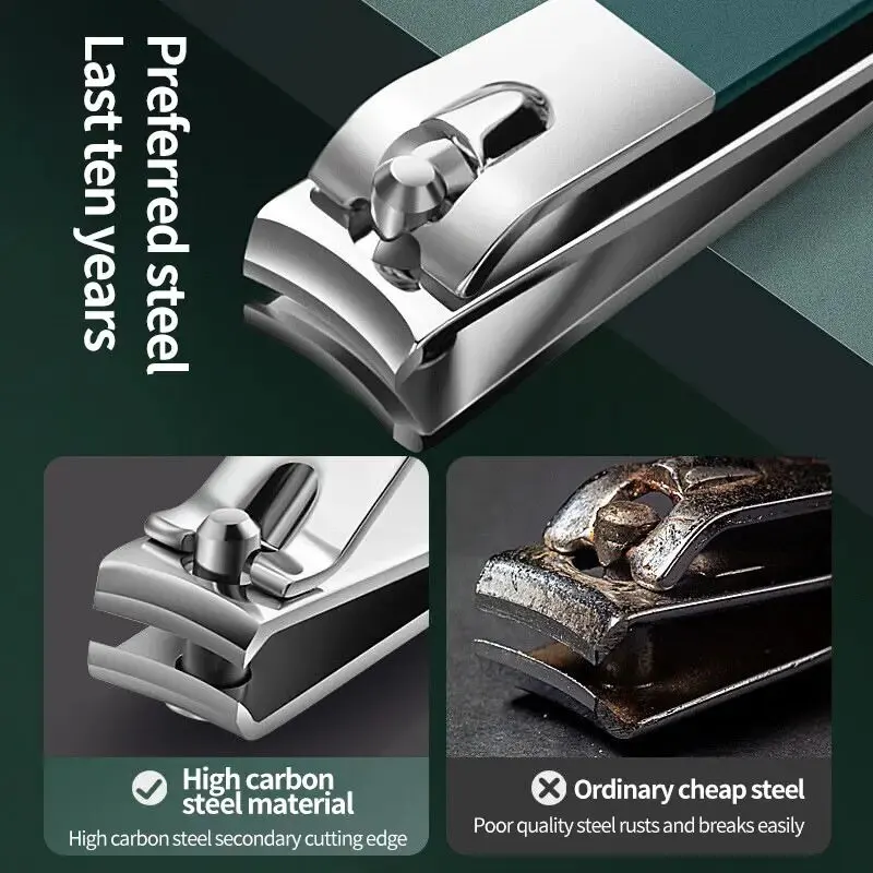 Set de 4 cortaúñas nuevo con bolsa de cuero giratoria, herramientas profesionales de pedicura y cuidado, set de manicura para regalo 6