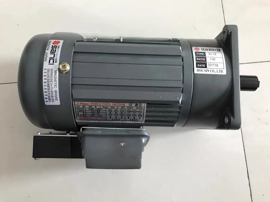 HOUSIN เกียร์ลดมอเตอร์แบบอะซิงโครนัสสามเฟส HSS02 GV-18 1/20 200W พร้อมเบรค