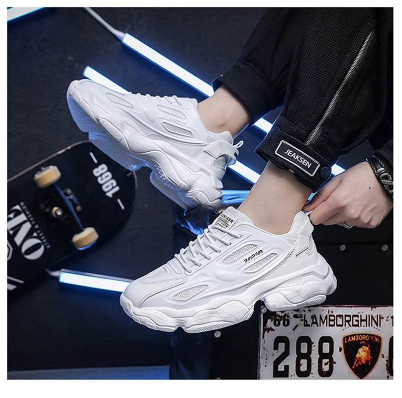 Leisure trend Joker fashion men's sports shoes breathable comfort running shoes soft bottom non-slip running shoes.