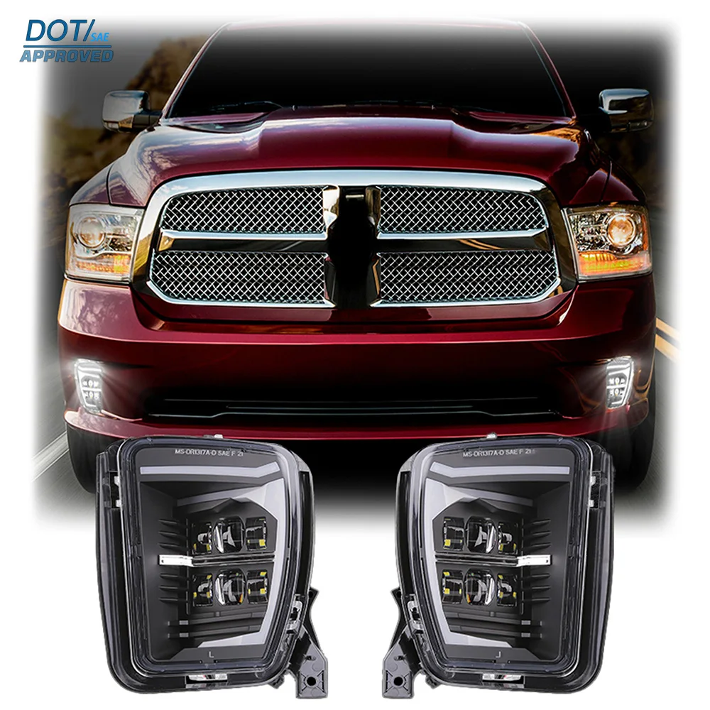 DOT LED Fog Lamp For Dodge Ram 1500 2013-2018 Classic 2021-2024 Front Bumper W/ DRL Daytime Running Light Assembly 68104820AF