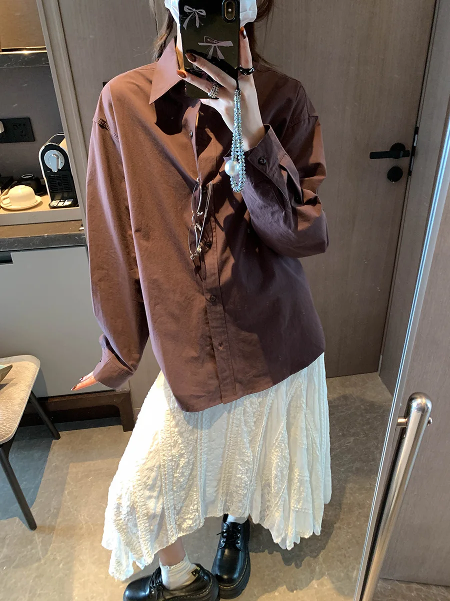 

Early spring new high intelligence relaxed silhouette loose temperament casual commuting shirt