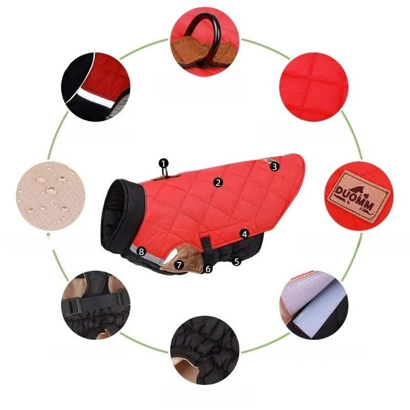Winter Dog Clothes Warm Reflective Dog Clothes Towed Thickened Cotton Vest Dog Cotton Clothes Pet Clothing Sleeveless Vest