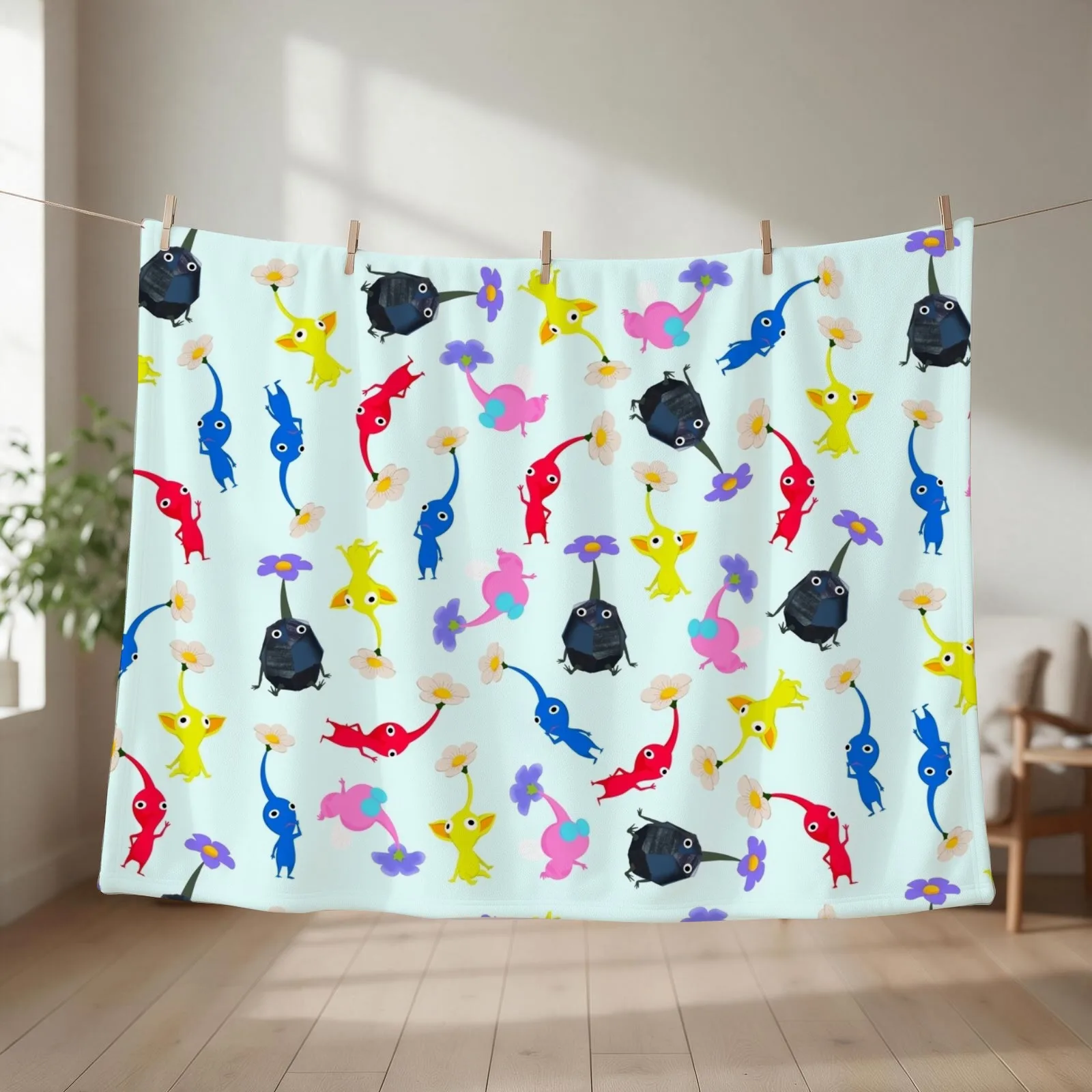 Pikmin Throw Blanket cosplay anime for sofa Bed Soft Plush Plaid Blankets