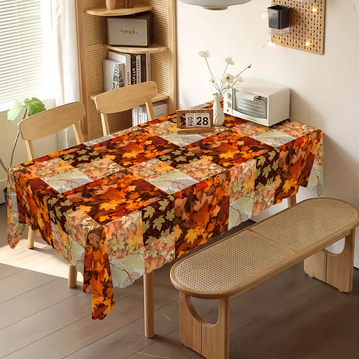 One rectangular circular tablecloth, maple leaf tablecloth, autumn theme, Thanksgiving themezyc