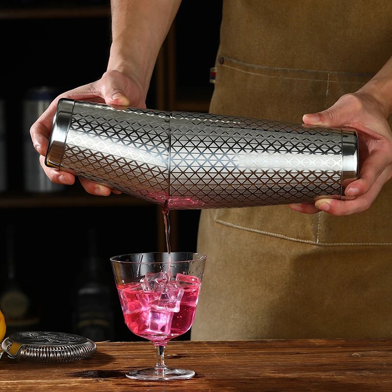 Stainless Steel Boston Shaker Bar Shaker with Different Surface Finish -2 Piece Cocktail Shaker, 15-Ounce and 25-Ounce
