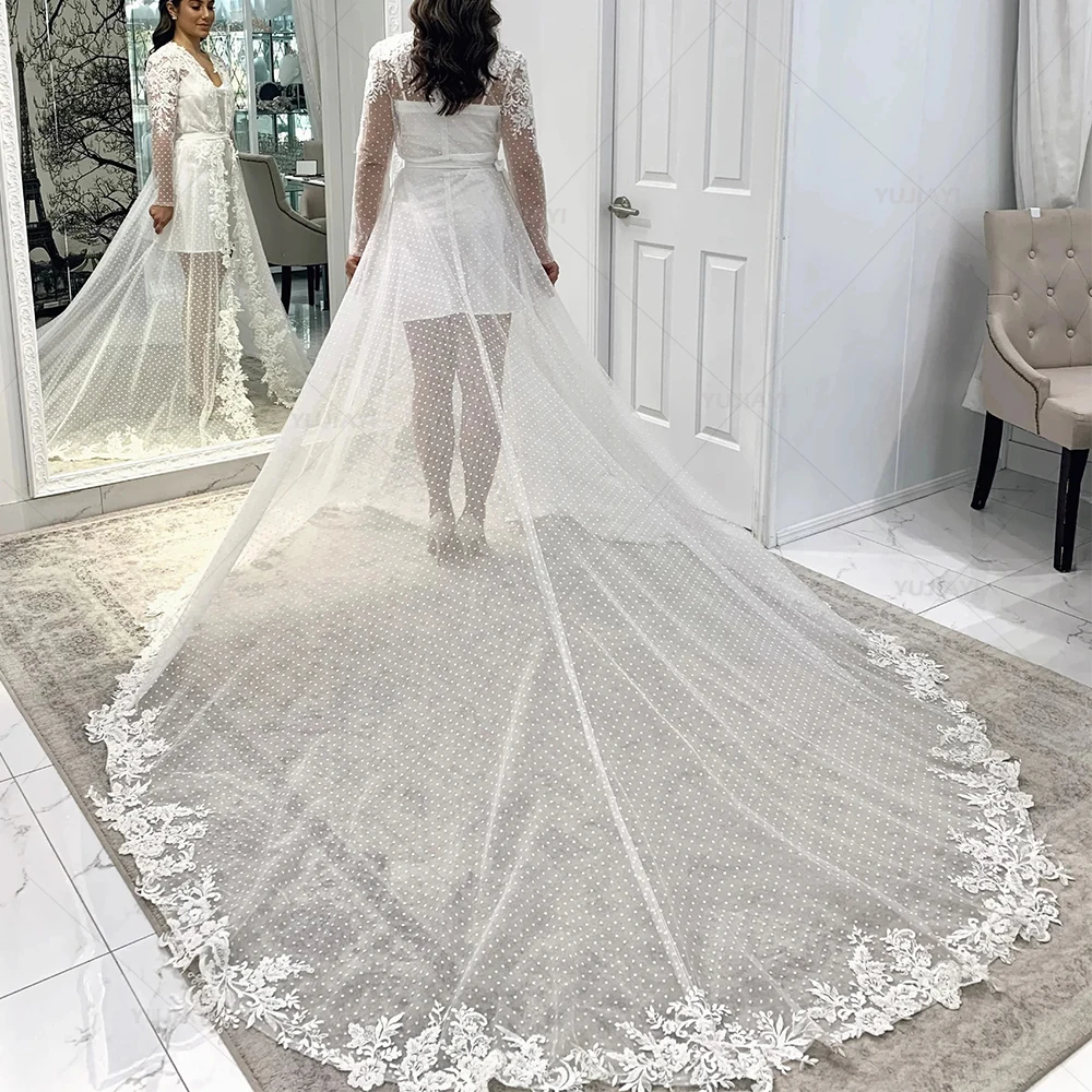 Bridal Appliqued Lace Dress for Photoshoot Tulle Women Robe Maxi Gown Wedding Anniversary Bride Boudoir Sleepwear Nightwear