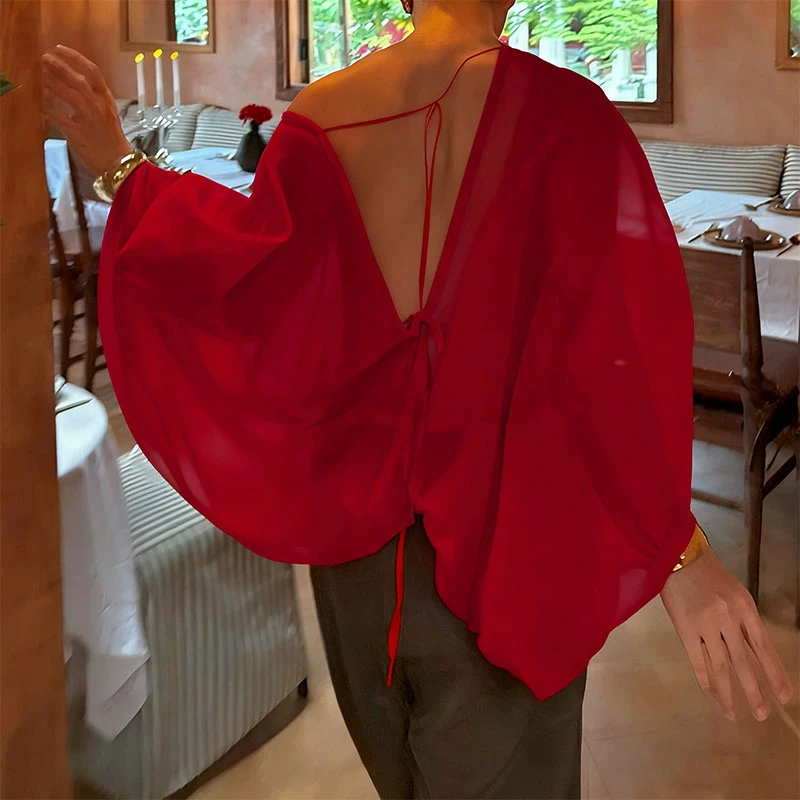 INCERUN الرجال تي شيرت العميق الخامس الرقبة طويلة الأكمام الصلبة انظر من خلال الرجال الملابس الشارع الشهير موضة مطوي حفلة تي شيرت القمم Camisetas