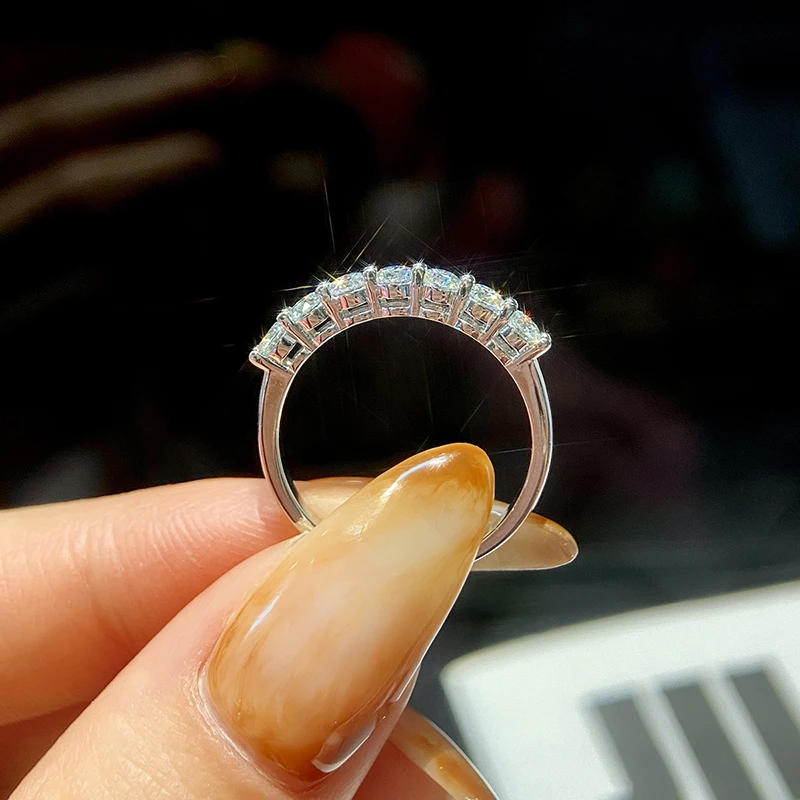 Gra echte Moissan ite Ring Sterling Silber Diamant Ewigkeit Band Verlobung Eheringe für Frauen Luxus Qualität Schmuck – Detail 3