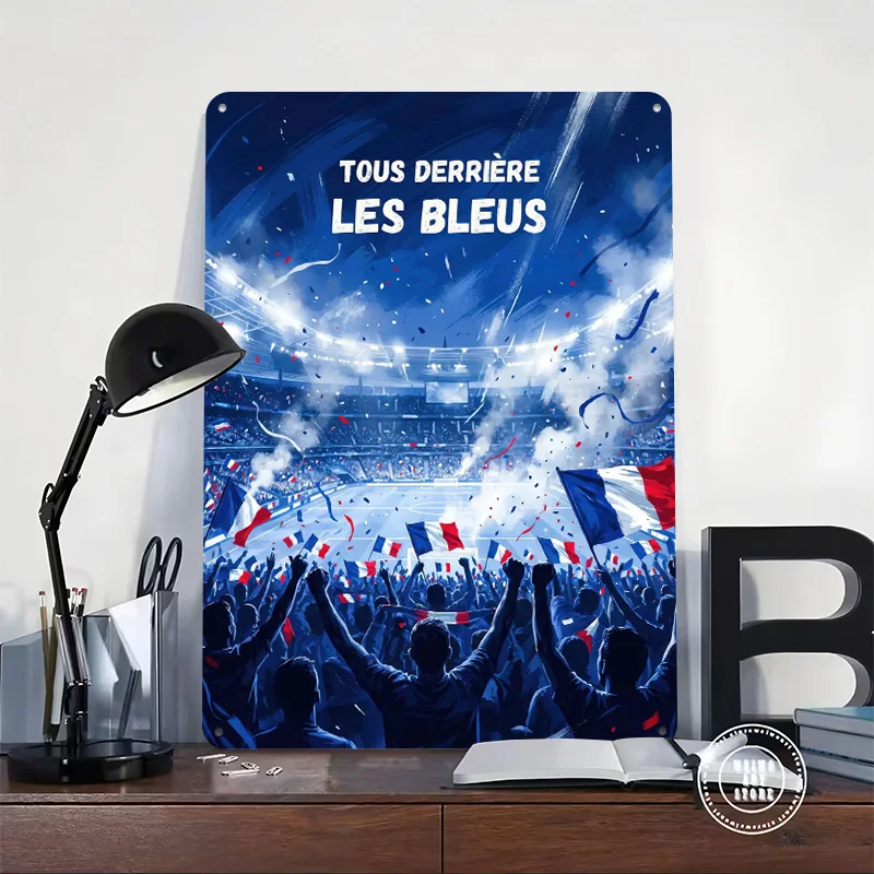 French Fans Cheer At Stadium Personalized 3D Textured Metal Poster Wall Art Tinplate Sign for Wand Deko Office Decor Room Home