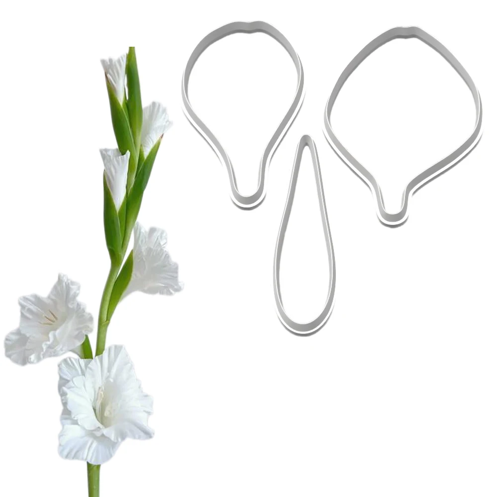 Gladiolus Sword Lily Silicone Mold&Cutter Art Craft Claypolimer Wax Candle Flower Cold Ceramic Porcelain Handmade Earring Decor view 5