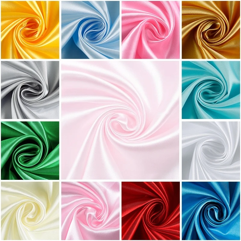 Satin Fabric Solid Color Cloth Shiny Smooth Material for DIY Sewing Clothing Dress Costume Crafts Gift Wrapping Party Decoration