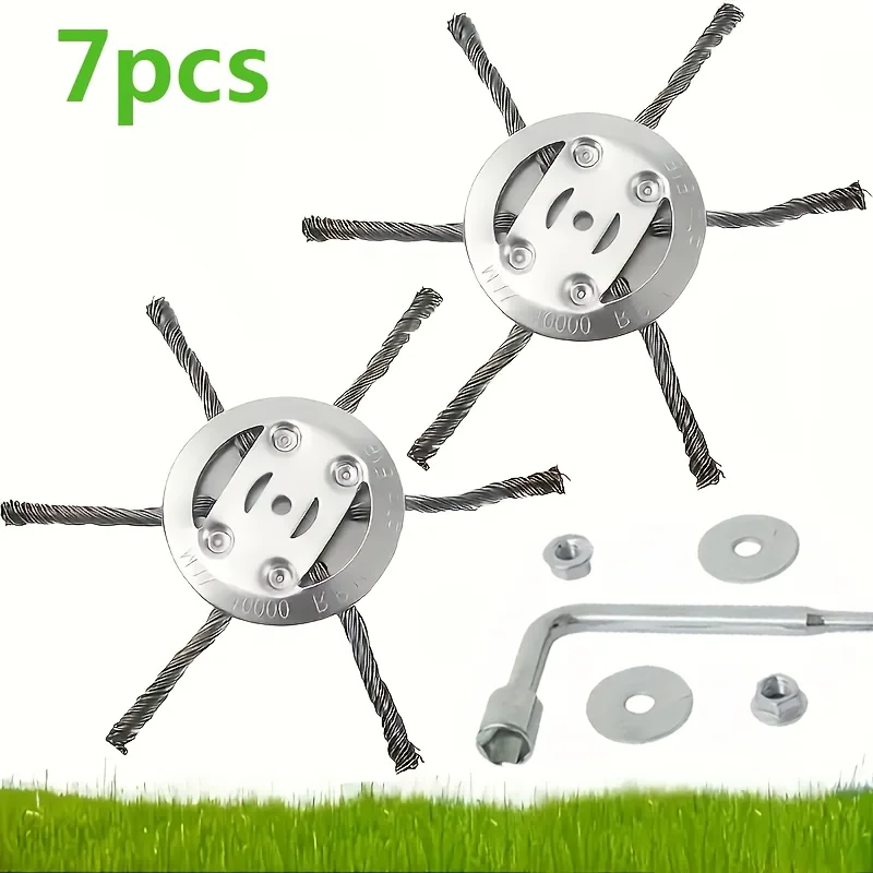 6Inch Steel Wire Wheel Head Grass Trimmer Head Universal Weeding Brush for Courtyard Sidewalk Lawn Brushcutter Removal Moss Rust