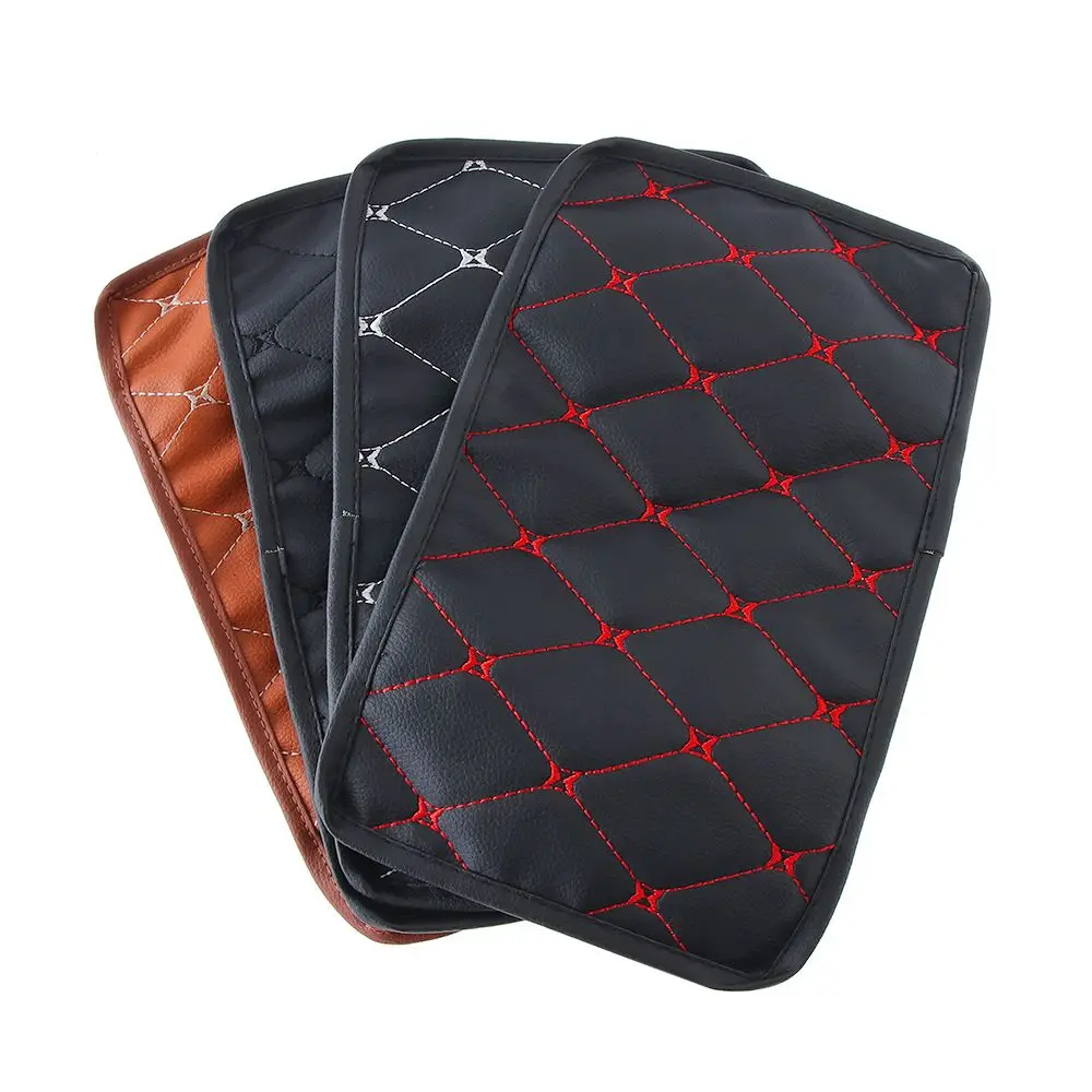 Universal Interior Accessories Waterproof Leather Cushion Case Console Box Mat Car Armrest Pad Arm Rest Cover