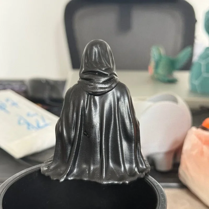 Robe Man Figurine Sitting Man With Wings Sculpture Robe Man Reading Statue Fantasy Black Cloak Figurine Mystery For Halloween