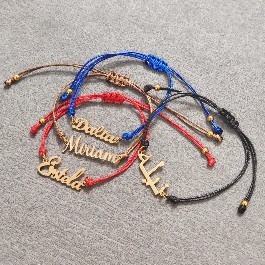 

Customized Stainless Steel Name Bracelet DIY Handmade Rope Name Bracelet Birthday Gift