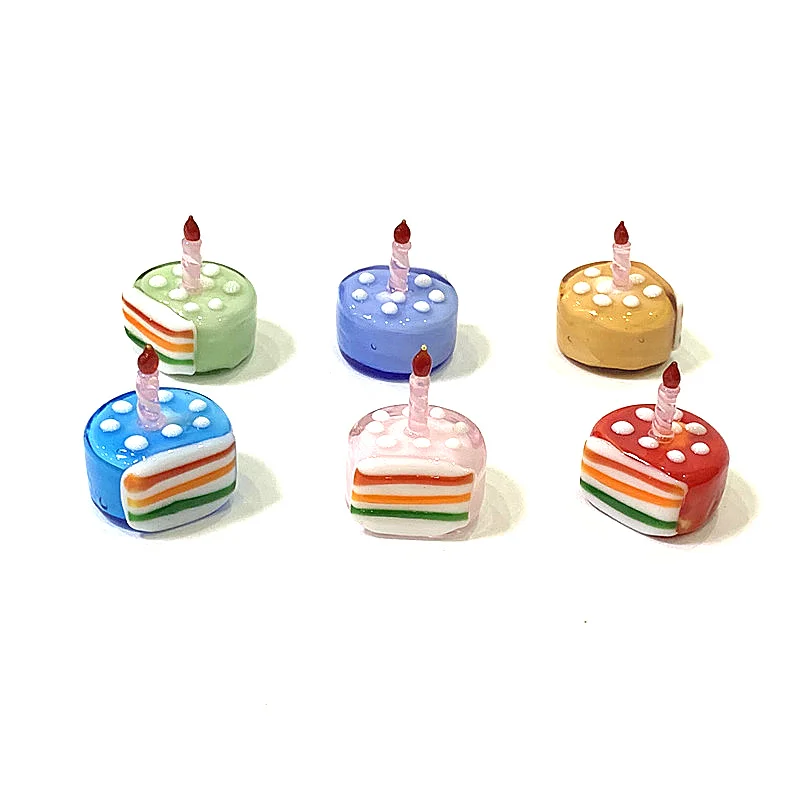 

Home Desktop Decor Kids Birthday Gift Mini Handmade Glass Cake Figurine Cute Creative Christmas New Year Collectible Ornament