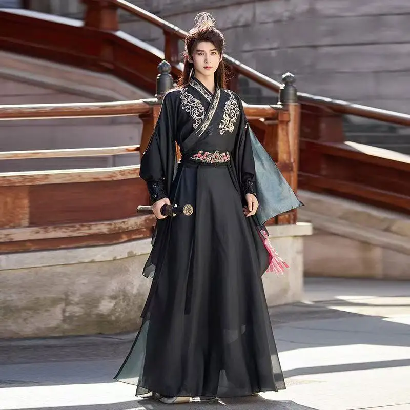 오리지널 남성용 고대 한복 전통 자수 의상 니치 카니발 파티 요정 전사 의상