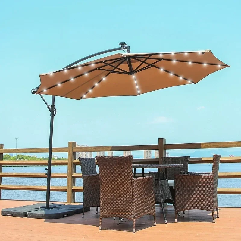 Outdoor Shade Umbrella Banana Shaped Patio Balcony Villa Lighted Roman Umbrella US European Markets Beach Umbrella Sunshade