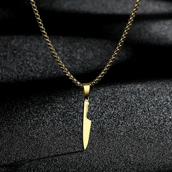 Kinitial Simple Chef Knife Pendant Necklace For Men Jewelry Viking Slavic Vintage Women Stainless Steel Necklace