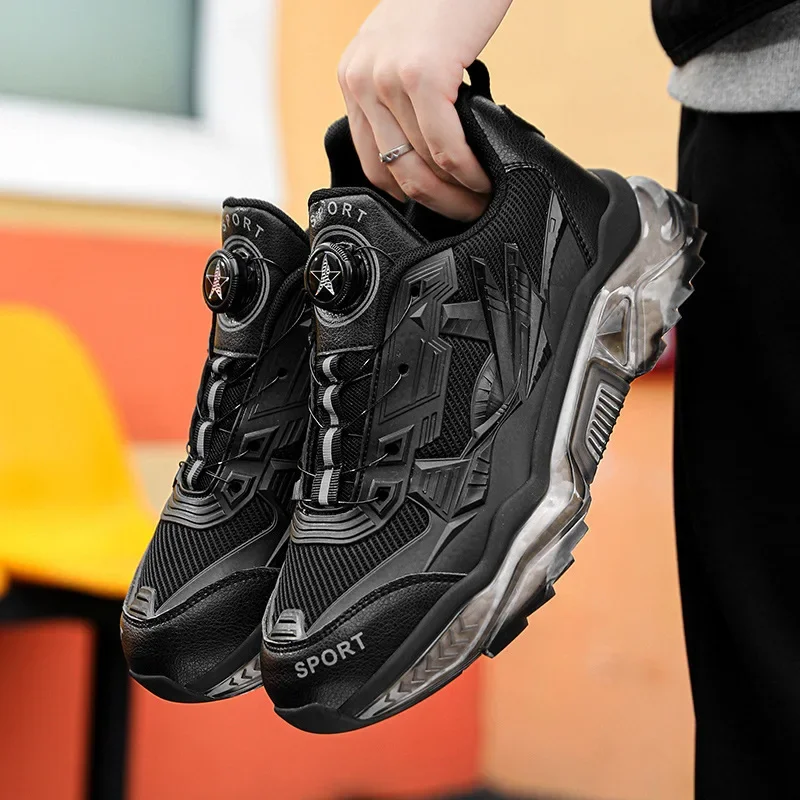 

Autumn/Winter 2024 New Men's Shoes Aluminum Alloy Explosion Rice Cake Thick Bottom Leather Shoes Rotating Buckle Casual Sports S