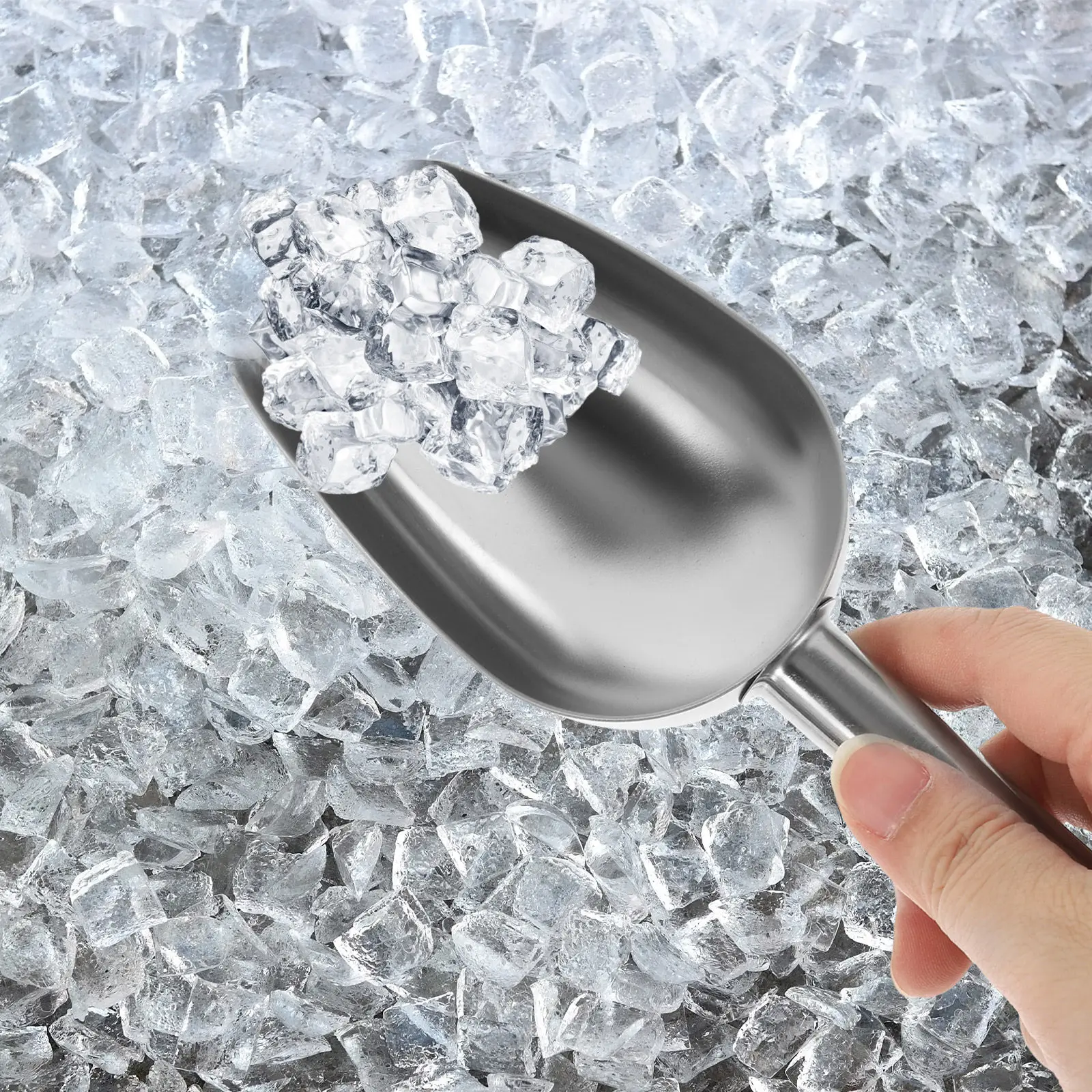 

2Pcs French Fries Shovel Stainless Steel Ice Cube Scoop for Restaurant Kitchen Storage Easy Wash All Purpose Spoon