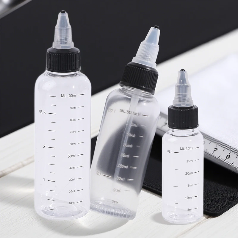 

30ml/60ml/100ml/120ml/250ml Plastic PET Juice Liquid Capacity Dropper Bottles Twist Top Cap Tattoo Pigment Ink Containers