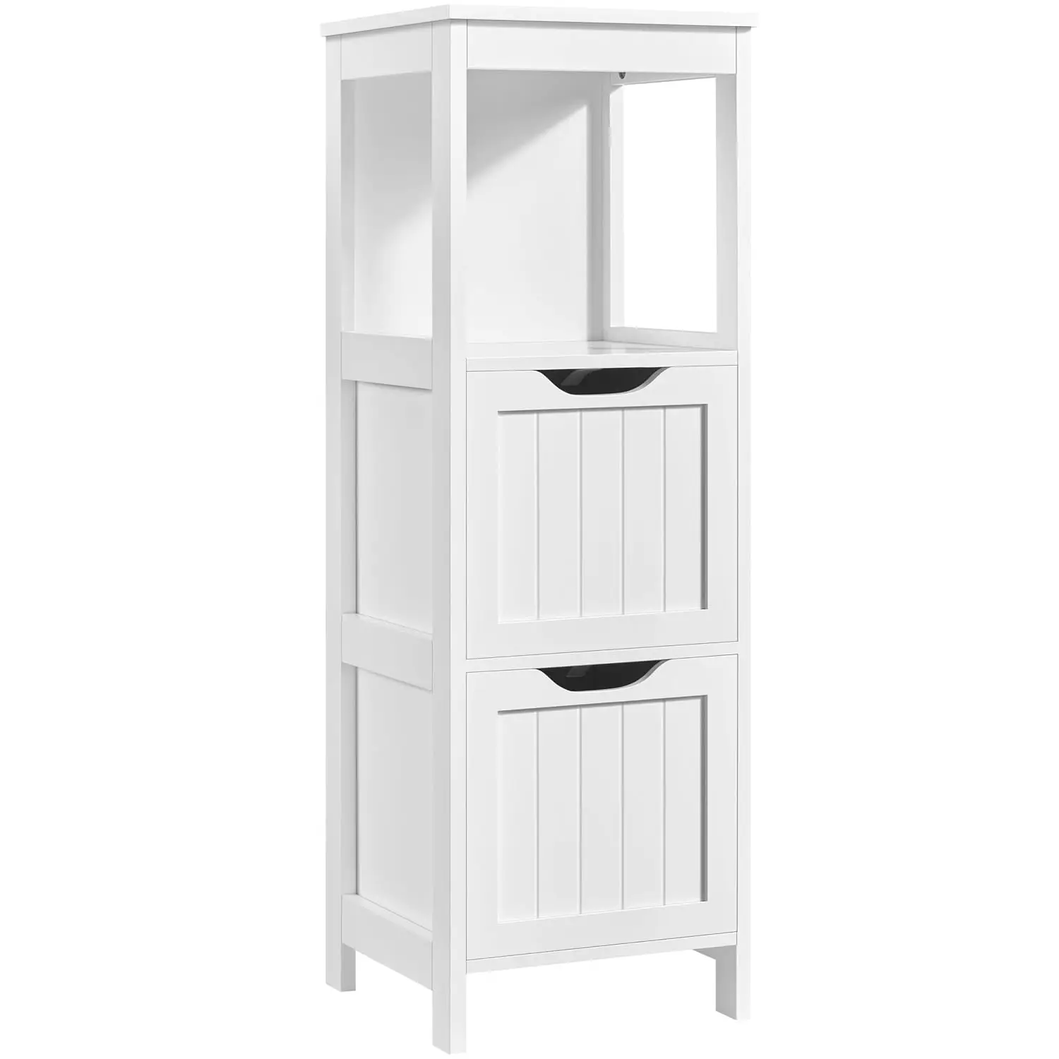 Small Bathroom Storage Cabinet with 2 Drawers & Open Shelf, White