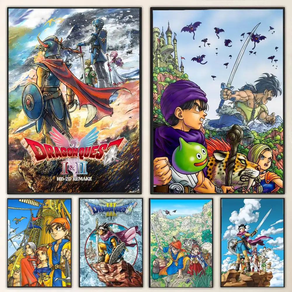 Game D-Dragon Q-Quest Painting Calligraphy Canvas Poster Wall Art for Living Room Bedroom Cafe Decor Gift