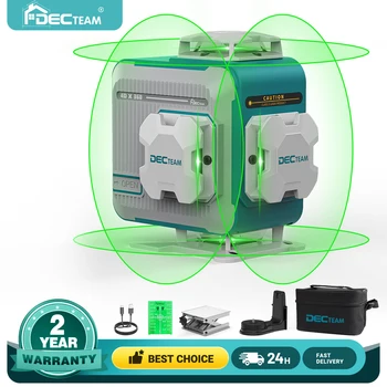 4D 16 קווים רמה עצמית לייזר DECTEAM 4 x 360 °   כלי לייזר קו צלב ירוק עם סוללת ליתיום נטענת M04CG