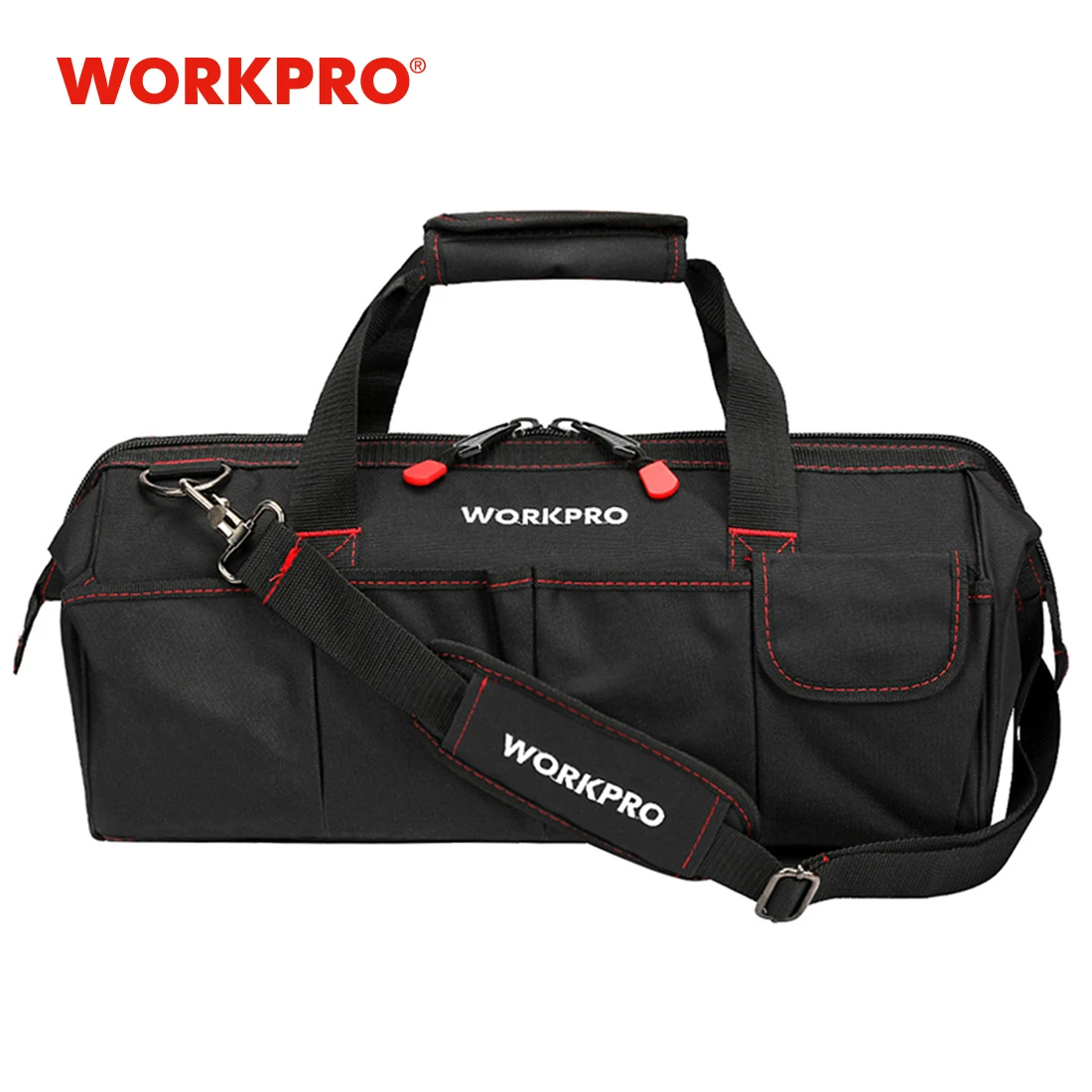 Bolsa de herramientas WORKPRO, bolsa de electricista impermeable portátil, organizador de herramientas de lona multifunción para instalación de