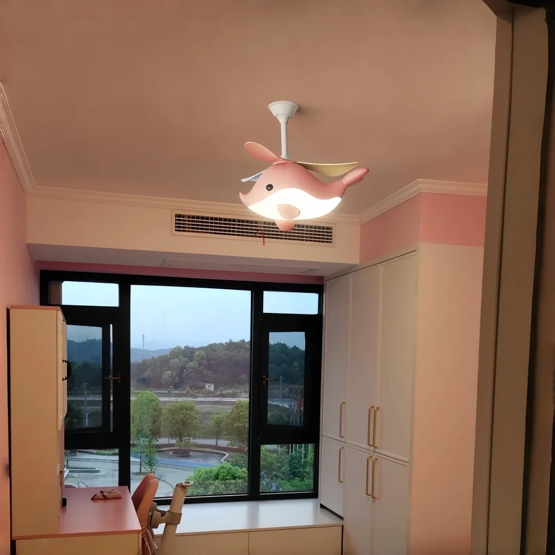 Children's room Ceiling fan light creative cartoon airplane light personality boys and girls bedroom Lamp fan light fixture