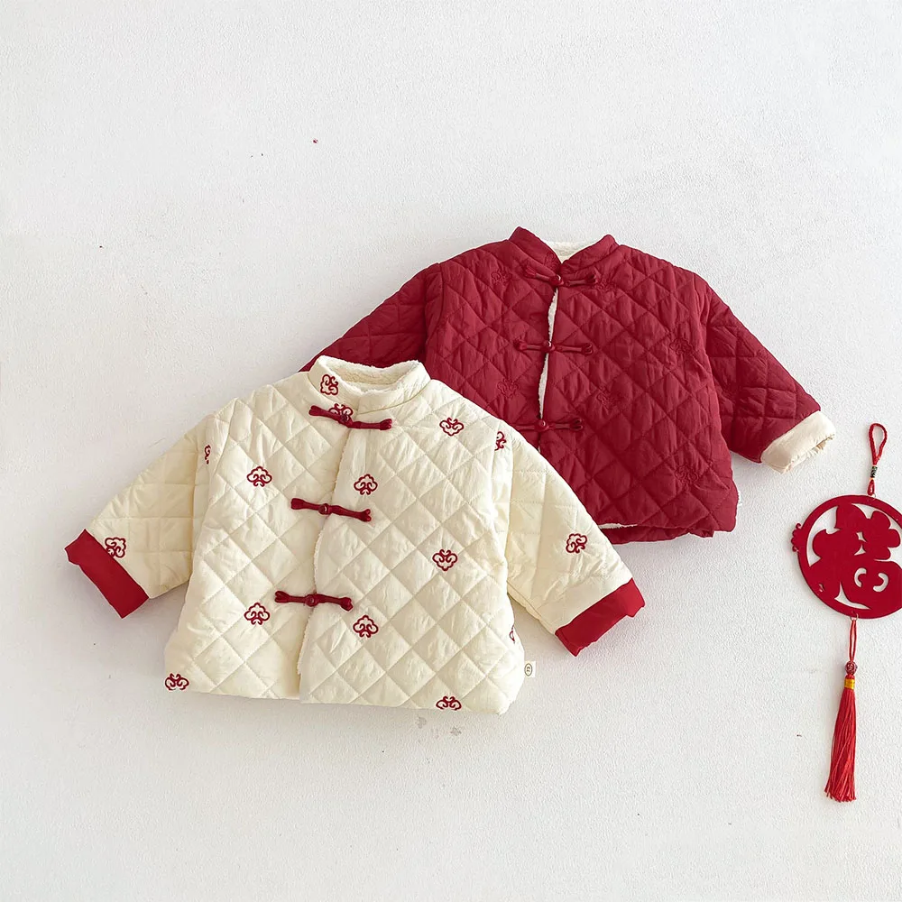 معاطف شتوية للفتيات من الصوف ملابس صينية تقليدية دافئة سترات خارجية للأطفال الصغار لعيد الميلاد ورأس السنة الجديدة #2