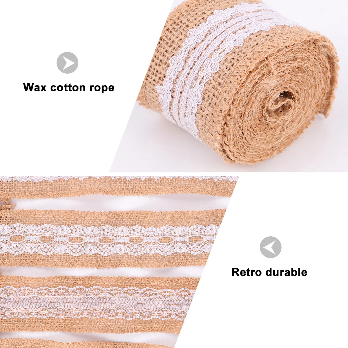 5 рулонов льняной ленты для декора, рукоделия и свадебных мероприятий