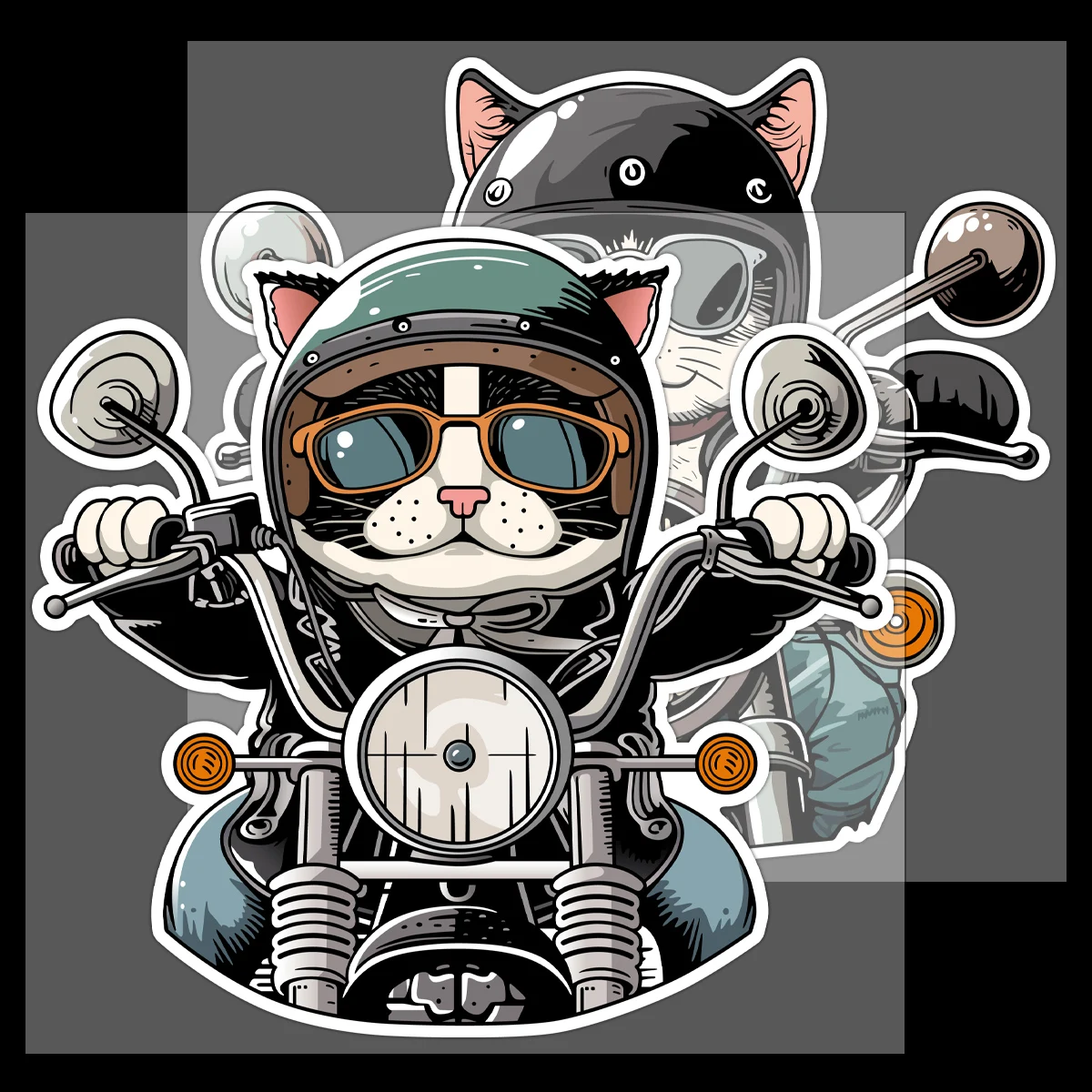 

Retro Cat Knight Reflective Car Stickers Motorcycle Scooter Body Fuel Tank Moto Helmet Windshield Decor Vinyl Decals Accessories