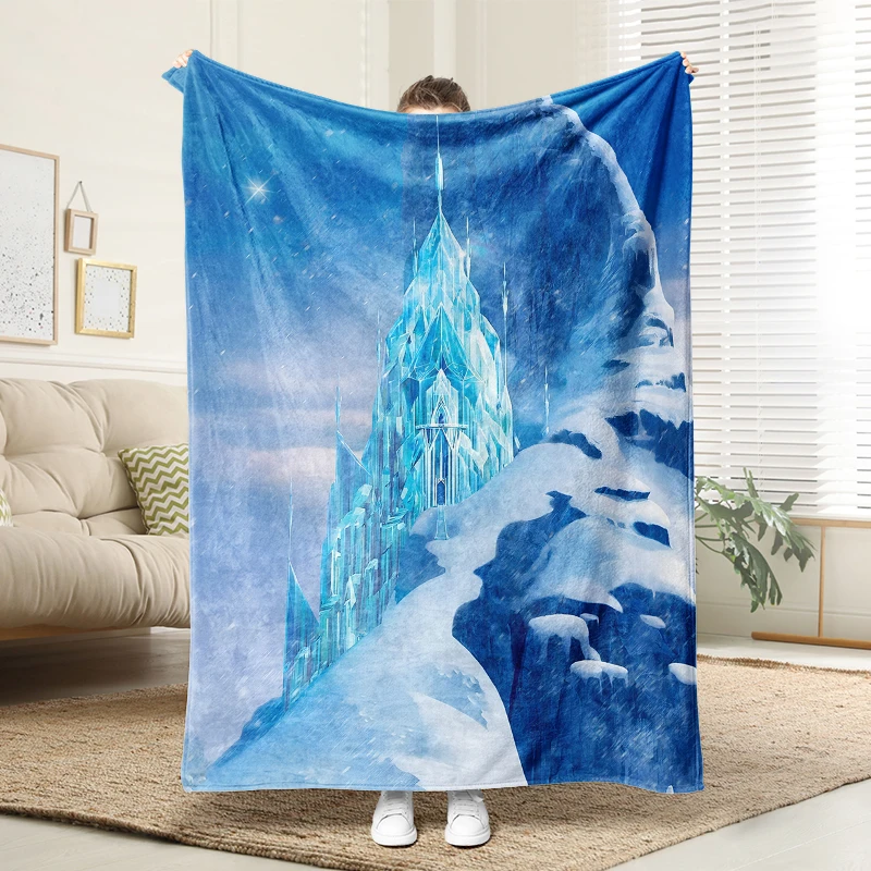 

Disney Frozen Ice Castle Printed Blanket Soft Plush Throw for Kids Adults Warm Sofa Bed Blanket Cartoon Winter Home Decor Gift