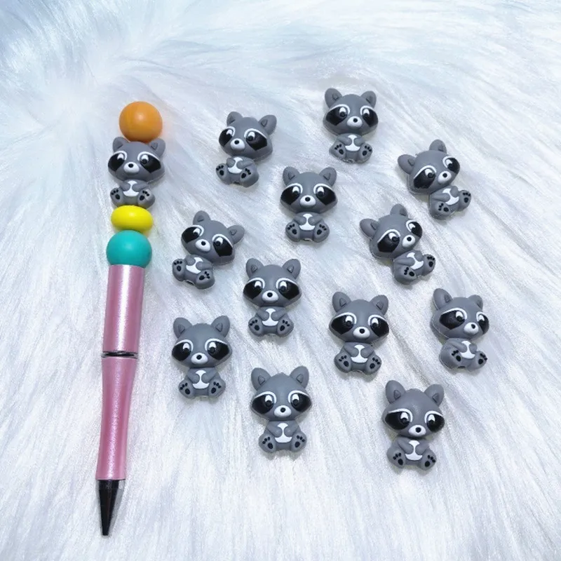 20/50pcs 3D New Silicone Beads Food Grade Cartoon Silicone Teether Beads DIY Pacifier Chain Jewelry Accessories Focal Beads