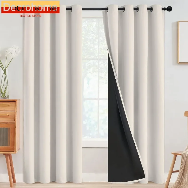 

Modern 100% Full Blackout Curtains for Living Room Bedroom Windows Balcony Study Tulle High Precision Curtains Customize
